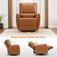 thumbnail image 3 of MCombo Electric Faux Leather Recliner Chair, Lumbar Support Swivel, Orange, 3 of 9