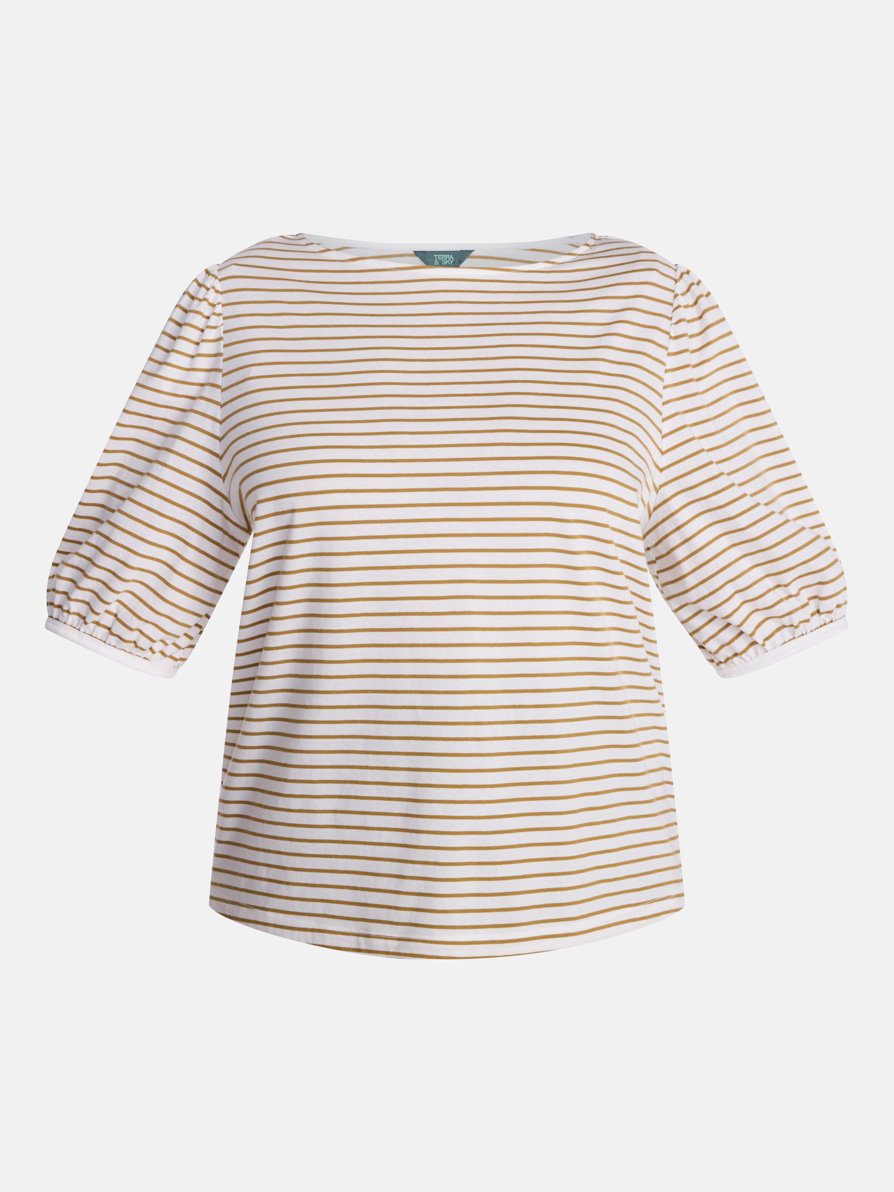 Terra & Sky Women’s Plus Dropped Shoulder Top with Elbow Length Puff Sleeves, Sizes 0X-5X