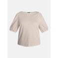 thumbnail image 5 of Terra & Sky Women’s Plus Dropped Shoulder Top with Elbow Length Puff Sleeves, Sizes 0X-5X, 5 of 5