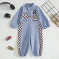 thumbnail image 2 of 9-12 Months Unisex Infant Baby Boy Girl Long Sleeve Button Romper One-Piece Jumpsuit Infant Baby Fall Winter Clothes 3 6 9 12 18 Months,Blue, 2 of 9