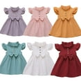 thumbnail image 2 of Baby Toddler Girl Flutter Sleeve Stand Collar Cotton Dress, 2 of 12