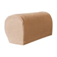 thumbnail image 2 of Sofa Armrest Cover 2 Pack | Elastic Plaid Pattern Solid Color | Thickened Non-Slip Protective Sleeve | Polyester | All Season Durability | 45.7x20.3x16.5cm | Navy Khaki Dark Gray Light Blue, 2 of 6