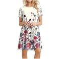 thumbnail image 1 of Vestido suelto casual de manga corta con estampado floral y estampado de girasol para mujer Pompotops ghjkhdj10755, 1 of 1