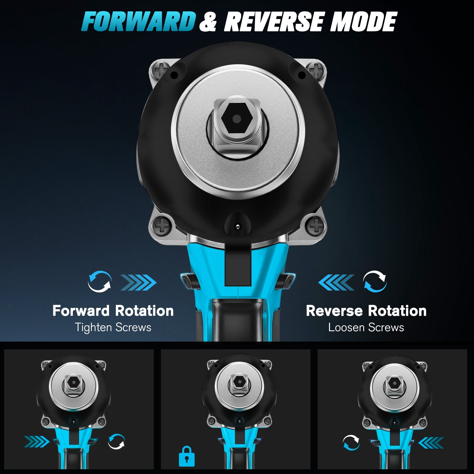 Power Cordless Impact Wrench 1/2", 21V Impact Brushless Motor with 2 x 2.0Ah Batteries, 2-Mode Speed & Max Torque 280 ft lbs (380N.m), Power Impact Wrench with 5 Sockets,8 Drill,6 Screws for Home Car