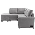 thumbnail image 6 of Newboti Furniture Sleeper Sectional Sofa, L-Shape Corner Couch Sofa-Bed with Storage Ottoman & Hidden Arm Storage & USB Charge for Living Room Apartment, Gray 60776, 6 of 16