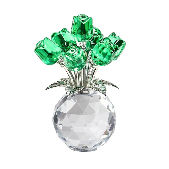 Virelaxpo Glass Rose Bouquet Decoration, Transparent Crystal-Like Ornament for Home Decor and Romantic Gift, Valentine's Day Centerpiece for Shelf and Table