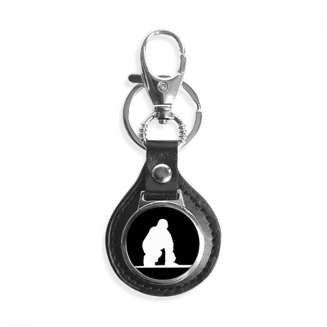 Negro Skate Sport Silhouette Coche de metal llavero anillo de cuero llavero de regalo