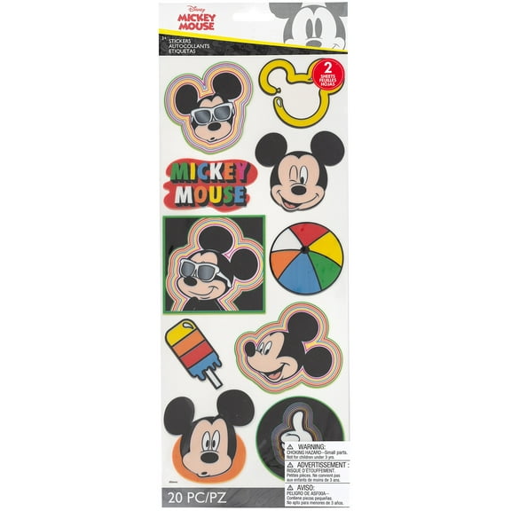 EK Disney Large Flat Stickers 2/Sheets-Mickey Head Badges