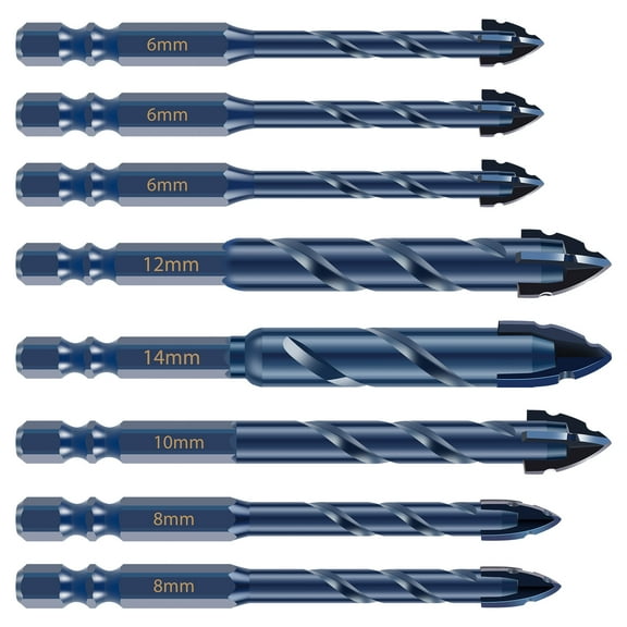 8Pcs Serrated Masonry Drill Bit Sturdy Concrete Drill Bits Efficient Masonry Drill Bit Set Practical Impact Drill Bit Set for Tile Glass Metal Brick Ceramic Plastic Wood