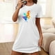 thumbnail image 1 of Camisón corto de talla grande para mujer, camisón de manga corta con estampado de pecho a la moda, camisón para mujer, 1 of 7