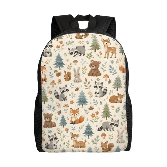 Cute Woodland Animals Backpack Full Front Print Travel Laptop Bag for Men and Women