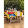 thumbnail image 3 of Outdoor Tablecloth with Umbrella Hole for Patio/Picnic/Party/Camping, Children's Day Waterproof Table Cloth Rectangle Table Cover Washable, Cartoon Pencil Watercolor Yellow Striped (60"x 120"), 3 of 8