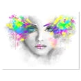 thumbnail image 2 of Femme Grise avec Fleurs Vertes - Impression sur Toile Portrait Abstrait, 2 of 3