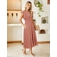 thumbnail image 5 of Vestido Simplee para mujer, a rayas, con volantes, manga corta, rojo, 5 of 6