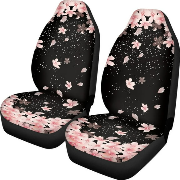 Xoenoiee Car Seat Covers Front Seat Only, Cherry Blossoms Auto Bucket Seat Protectors Universal Fit Cover for Most Vehicle, Sedan, Pickup Truck, Van