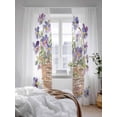 thumbnail image 3 of Sheer Curtains 96 Inches Long 2 Panels Set for Living Room, Watercolor Purple Floral Semi Sheer Curtains for Windows, Spring Flower Basket Botanical Voile Window Treatments Rod Pocket Curtain, 3 of 7
