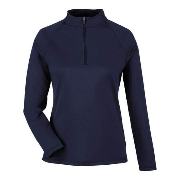North End NE412W Women's Express Tech Performance Pique Quarter-Zip Pullover-Classic Navy-S
