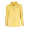 thumbnail image 4 of Outfmvch long sleeve shirts for women Casual Button Down Shirts Collared Office Work s With Pocket womens tops Z1 Yellow 3XL, 4 of 5