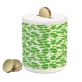thumbnail image 1 of Irish Piggy Bank, Gaelic Nature Garden Theme Spring Clovers with Hearts Freshness, Ceramic Coin Bank Money Box for Cash Saving, 3.6" X 3.2", Lime Green Pistachio, by Ambesonne, 1 of 4