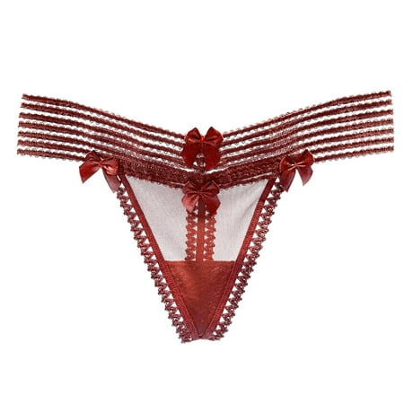 

Womens Underwear Tummy Control Thongs Lace Bikini G String Thong Stretch Ladie Brief Thong Panties 6 Pack