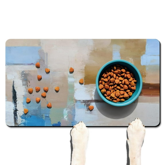 pbgtywd Blue Color Block Pet Feeding Mats
