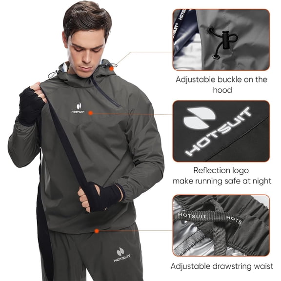 HOTSUIT Sauna Suit for Men Sweat Sauna Jacket Pant Gym Workout Sweat Suits