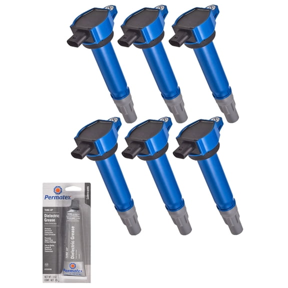 Set of High Performance Ignition Coils and Tune-Up Grease Compatible with 2006-2010 Dodge Charger 3.5L V6 3497cc 215ci Replacement for UF502, UF609