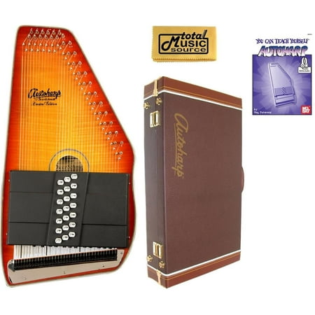 Oscar Schmidt 21 Chord Autoharp, Flame Maple Top, Honey Sunburst, OS11021FHS W/Hard Case, OS11021FHS AC449PACK