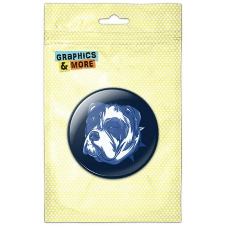 

English Bulldog Tough Spiked Collar Blue Dog on Dark Blue Refrigerator Button Magnet