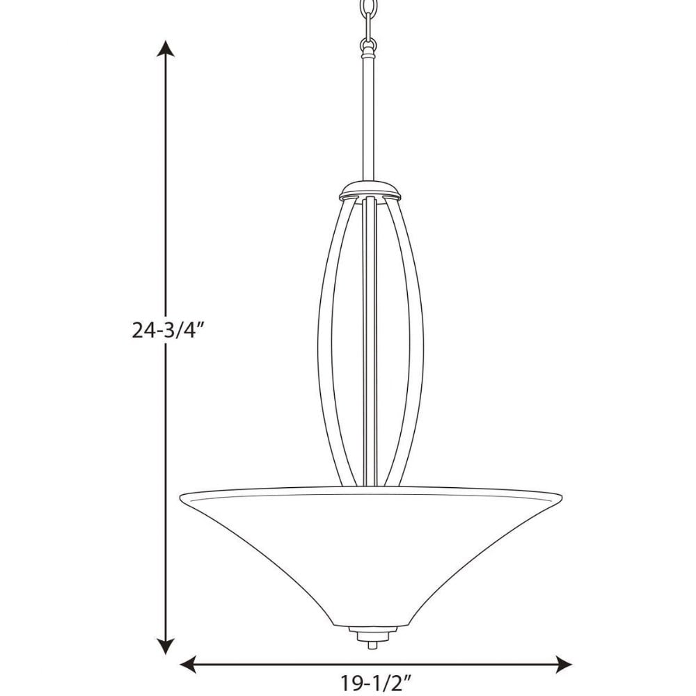 Progress Lighting Joy Collection 3-Light Inverted Pendant, Brushed Nickel, Fluted Glass Shade