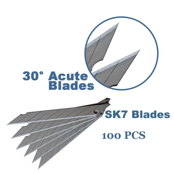 9Mm Snap Off 30° Carbon Steel Sk7 Art Knife Blades 100Pcs Replacement Blades Us