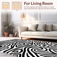 thumbnail image 2 of ODIKA 8'x8' Machine Washable Non-Slip Area Rug, Daring Zebra Motif Chic Modern High Traffic Rug, Black, 310946, 2 of 7