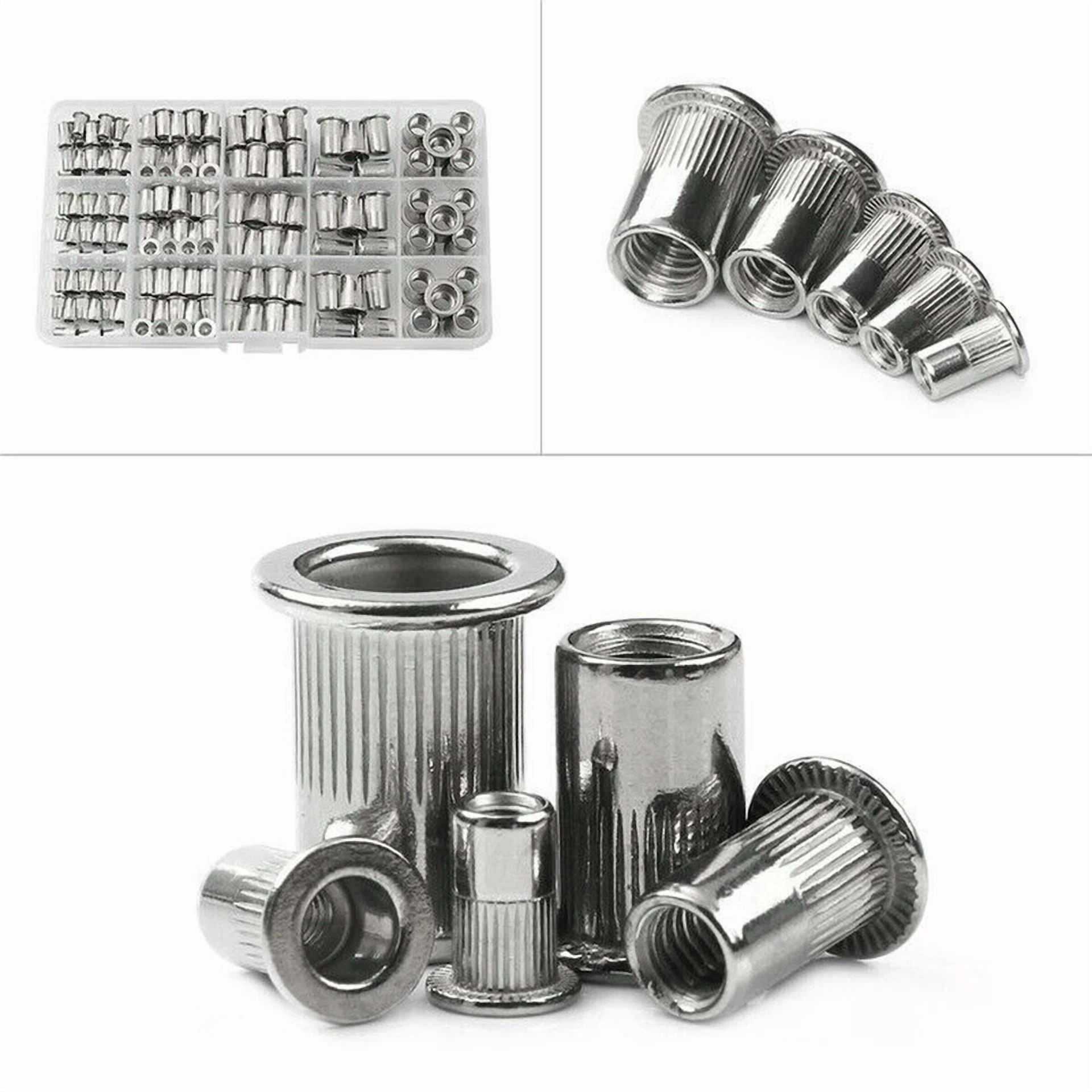 CIRCLE- 150Pcs Rivet Nuts Stainless Steel Threaded Insert Nut Nutsert Rivnuts Flat Head