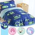 thumbnail image 1 of Beavtaens Juego de Cama para Niños Pequeños de 4 Piezas, Juego de Sábanas para Bebé Transpirable y Suave, Incluye Edredón Acolchado, Sábana Plana, Sábana Ajustable y Funda de Almohada para Niños, 1 of 6