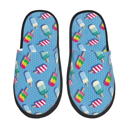 

House Slippers for Women and Men Popsicle Pattern A Comfy Fuzzy Bedroom Slippers Furry Home Shoes for Indoor Outdoor