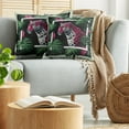 thumbnail image 5 of Ambesonne Leopard Throw Pillow Cover 2 Pack, Abstract Jungle Wild Cat, 20", Emerald Magenta and Black, 5 of 7