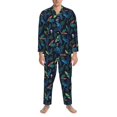 thumbnail image 3 of Balery Dinosaur Pijama para Hombre de Dos Piezas con Manga Larga, Conjunto de Dormir y Descanso Suave con Bolsillos-Small, 3 of 7