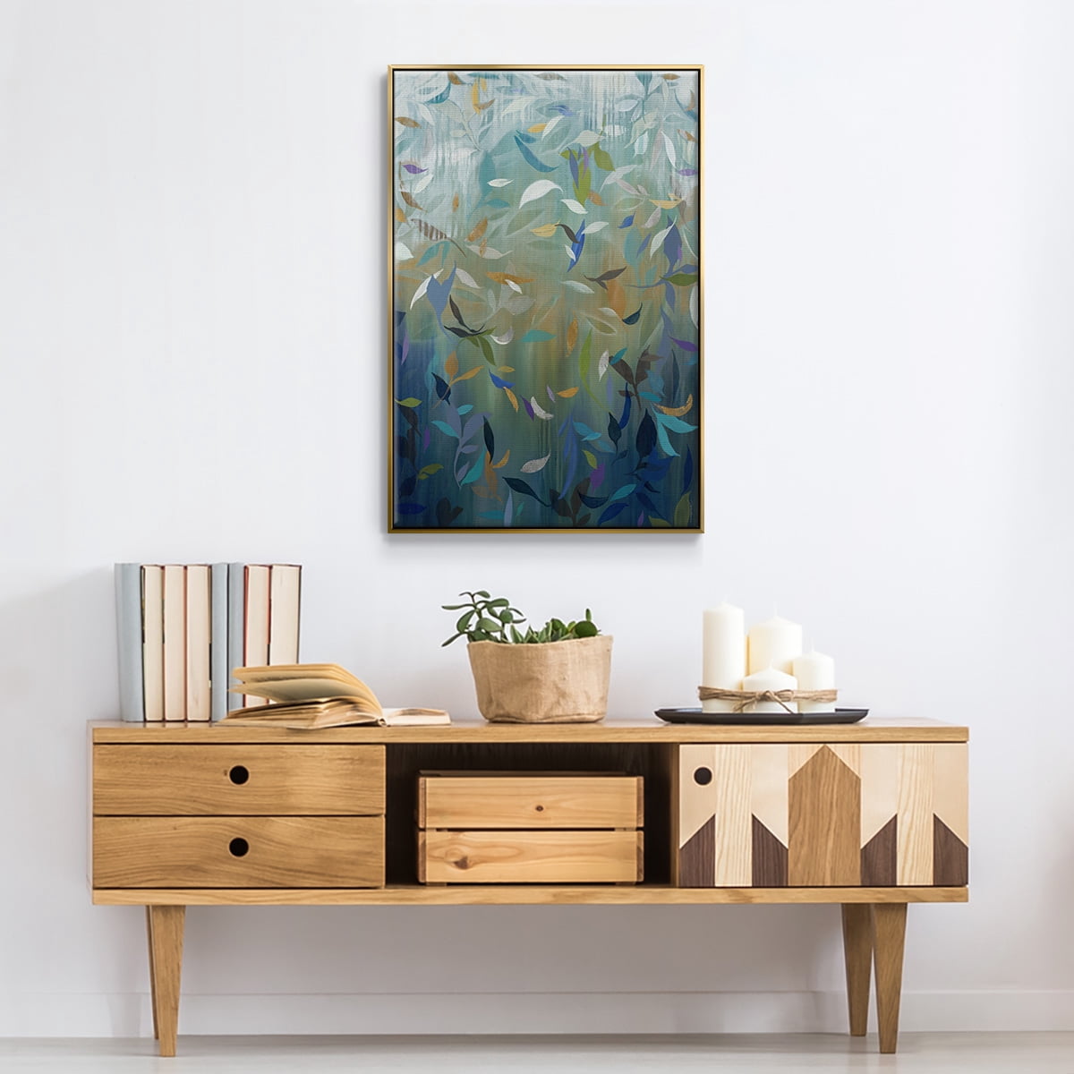 Falling Leaves Framed Premium Gallery Wrapped Canvas - Ready to Hang