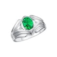 thumbnail image 4 of RYLOS Men's Rings Sterling Silver Rings Classic Designer Style 9X7MM Oval Gemstone & Diamond Ring Emerald May Birthstone Rings For Men Size 8, 4 of 7