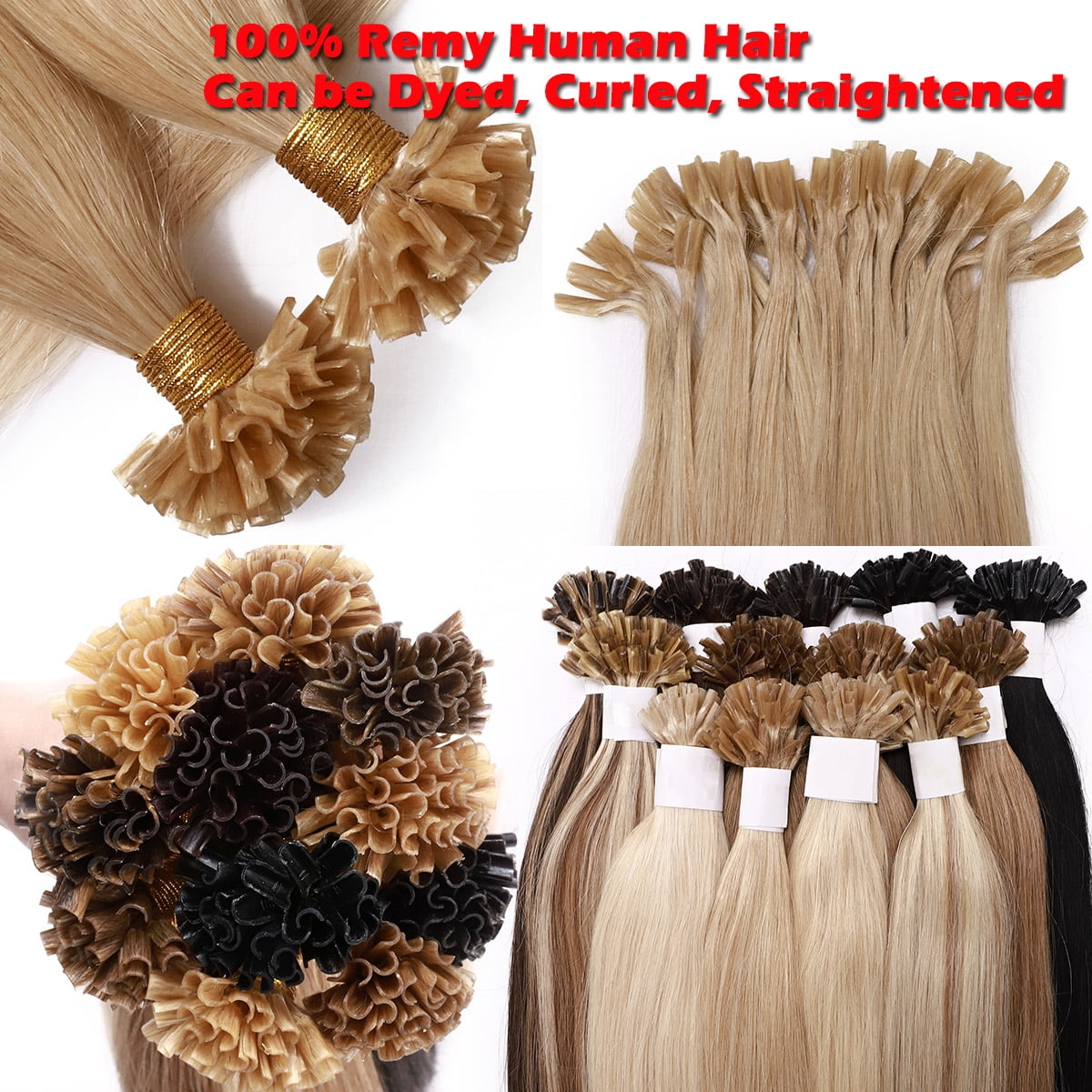 SEGO U Tip Hair Extensions Pre Bonded Fusion Hairpieces 100% Remy Human Hair U-tip Nail Tipped Keratin Glue Stick Microlink Blonde Hair Extension for Women 50 Strands