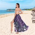 thumbnail image 6 of FORMRS Womens Long Sarong Beach Wrap Semi-Sheer Bikini Skirt Bathing Swimsuit Cover Up, Roses and Pearls, 6 of 7