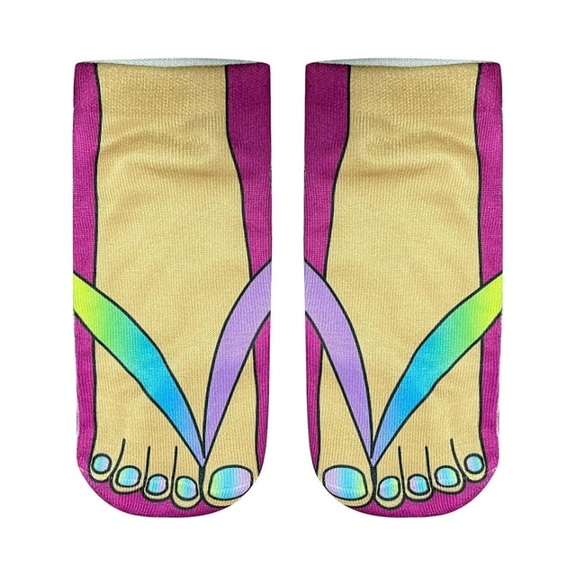 Chaussettes Rouges Motif 3D Imprimé Manucure Chaussettes Tongs Amusantes Chaussettes de Course Cachées Femmes Coupe Basse Personnalisée