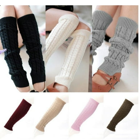 Leg Warmer Women Warm Knee High Winter Knit Crochet Legging Boot Socks Slouch