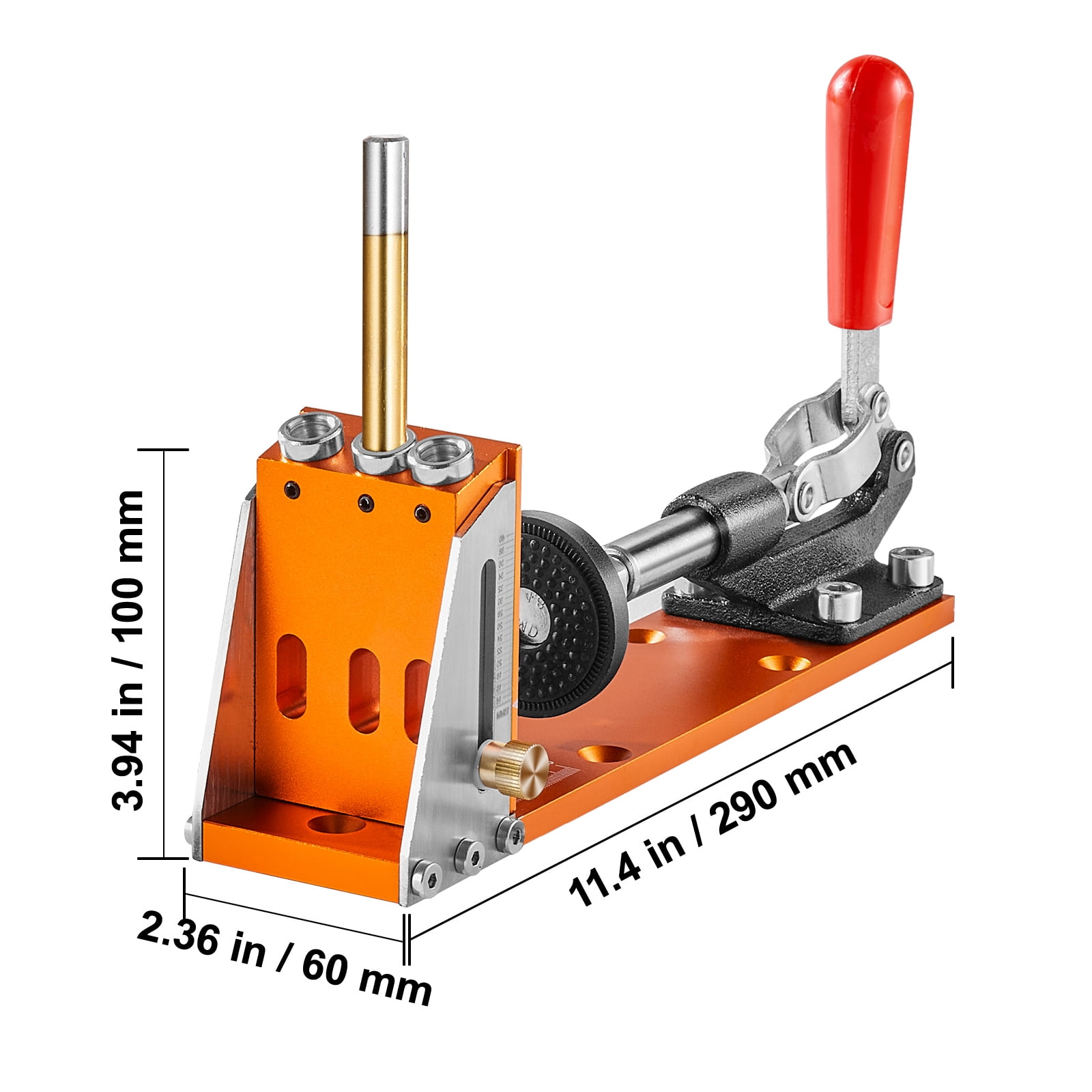 VEVOR Pocket Hole Jig Kit, 30 Pcs Adjustable & Easy to Use Pocket Hole Jig System with Step Drills, Wrenches, Drill Stop Rings, and Square Drive Bits, Dual Scale Marks for DIY Carpentry Projects