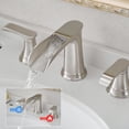 thumbnail image 3 of Bathroom Faucets for Sink 3 Hole Brushed Nickel 8 inch Widespread Bathroom Sink Faucet with Pop Up Drain Double Lever Handle Faucet Bathroom Vanity Faucet Basin Mixer Tap Faucet with Hose, 3 of 4