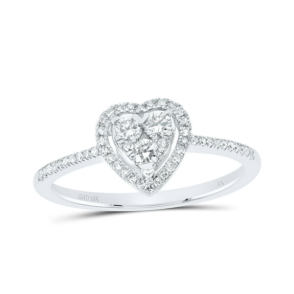 10kt White Gold 1/4 Cttw Diamond Fashion Heart Wedding Engagement Anniversary Ring, Women Size: 5-9