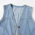 thumbnail image 3 of SWSMCLT Women's Denim Tank Top Sleeveless Vest V Neck Cowgirl Vintage Button Top Soft Fashion Cotton Loose Light Blue X-Large, 3 of 5