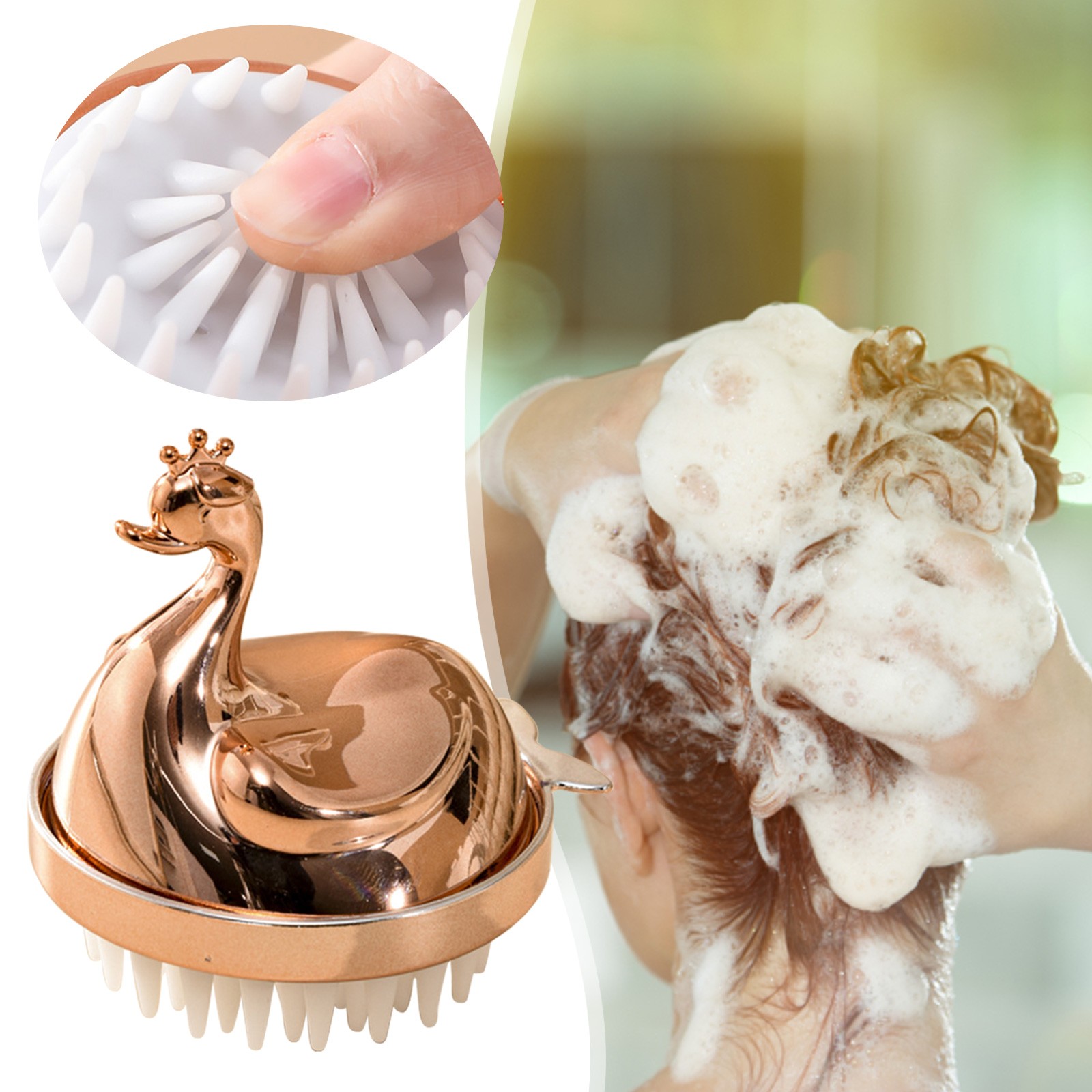 Sayhi Scalp Massager Shampoo Brush Hair Scrub Brush For Wet And Dry Hair Soft Silicone Bristles