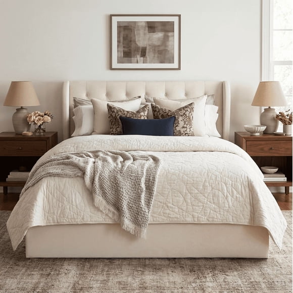 Aykah Modern Velvet King Bed Frame With Storage, Metal Bed Frame with High Headboard, Modern Wingback Design Bed