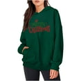 thumbnail image 4 of 2025 Christmas Baggy Hoodies Ladies Letter Print Graphic Sweatshirt with 2 Pockets Casual Pullover Tops Loose (2XL, Green 02), 4 of 6